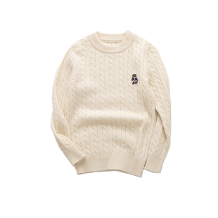 毛衣儿童男女大中小童秋冬羊绒衫纯白色宝宝针织衫洪叶云台羊绒线