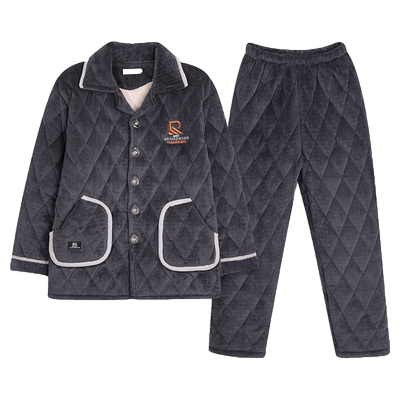 秋冬季珊瑚绒睡衣男士