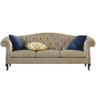 三人双人真皮沙发木先生美式欧式家具定制轻奢简约客厅实木小户型