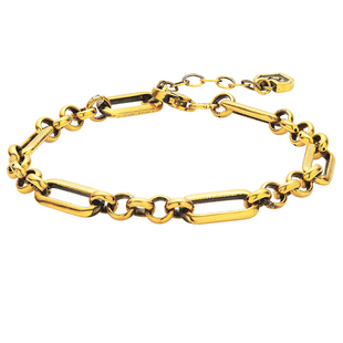 足金金链环影黄金手链男款圆环长条女款手饰时尚潮酷黑金男女同款