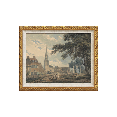 绿荫教堂欧式风客厅玄关装饰画