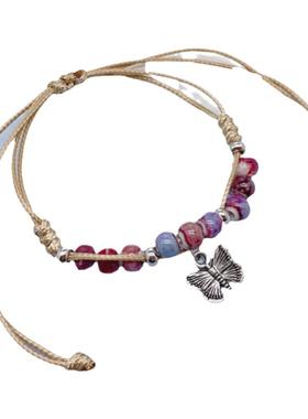 景德镇陶瓷清新圆新中式陶瓷珠饰品波西米亚民族风手编手链学生