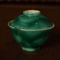 Супница 民guo 吹绿盖碗锯订修复，茶道古道具美学佳品