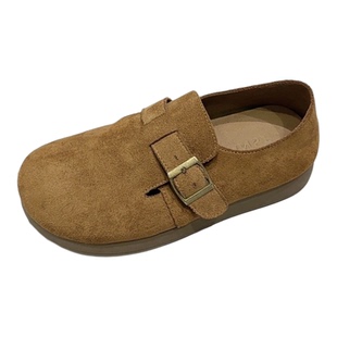 复古全包厚底加绒勃肯鞋女2025秋冬新平底百搭软底防滑棉鞋豆豆鞋