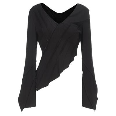 Elywood黑色气质坑条分割上衣