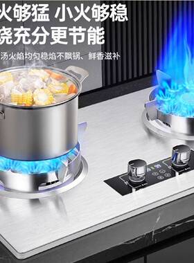 申花家用燃气灶双灶不锈钢炉架大火力煤气灶液化气天然气定时炉灶