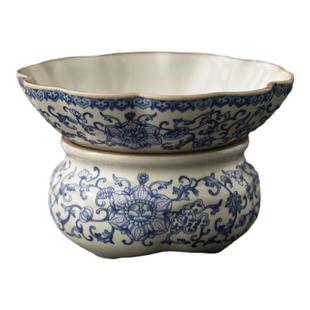 晨翔青花汝窑茶漏茶滤全陶瓷一体茶叶过滤网公道杯泡茶神器茶隔