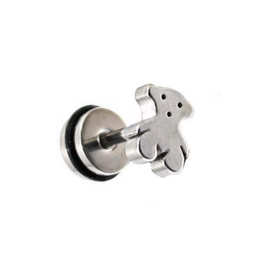 防过敏钛钢泰迪熊螺纹不用耳钉