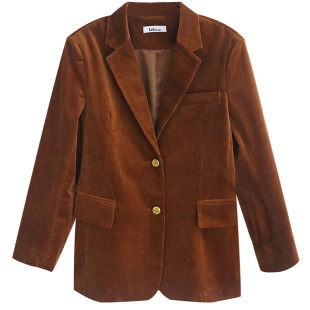 LSD秋冬美拉德灯芯绒小西装西服宽松条绒复古上衣金扣外套上衣