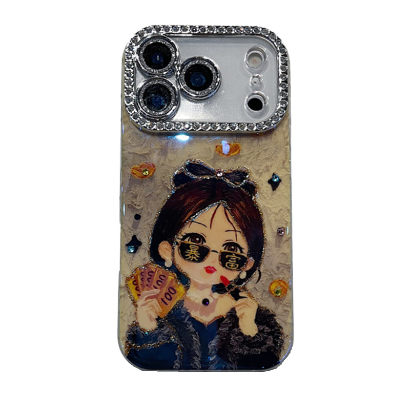 适用苹果系列iPhone17新款手机壳14promax16promax时尚暴富富婆15promax全包满钻精孔镜头框防摔边网红保护套