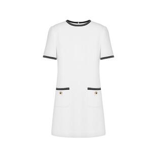 【惊喜特惠】Moschino/莫斯奇诺 女士金色纽扣刺绣短袖连衣裙