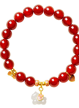 宫里上新鸿福玉马红玛瑙手链