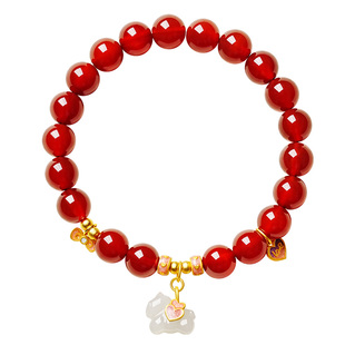宫里上新小马手链女款天然红玛瑙手串红色手饰马年本命年生日礼物