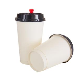 包邮12/16oz一次性加厚圣诞杯白色纸杯咖啡杯奶茶豆浆杯带盖100套