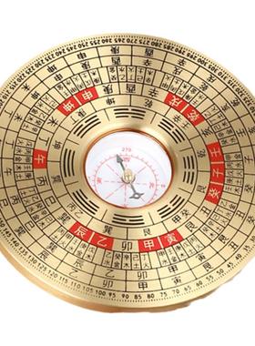 黄铜袖珍罗盘高精度随身八卦小罗盘圆形三元三合综合指南针罗经仪