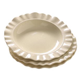 奶油风花型草帽盘子高级感仿瓷家用菜盘西餐盘沙拉早餐盘意面盘