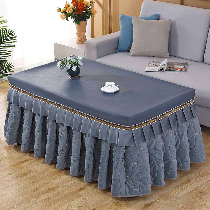 加厚电炉罩烤火罩长方形茶几桌布防水防油皮盖加绒裙冬季取暖新款