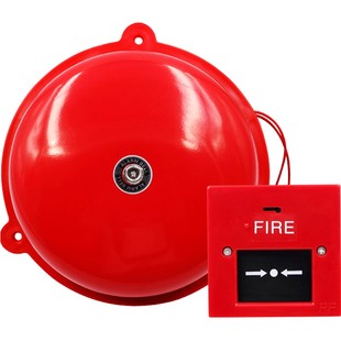 消防警铃4/6/8/12寸报警按钮套装火灾报警器单位验厂火警电铃220V