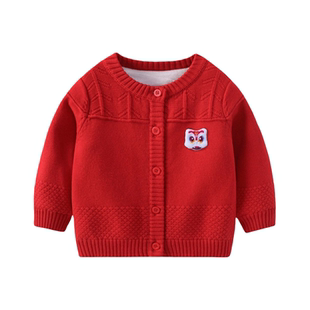 儿童毛衣秋冬加绒外套宝宝加厚针织衫男童上衣婴儿保暖打底纱衣