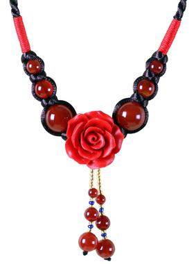 原创民族风花朵锁骨链脖子饰品