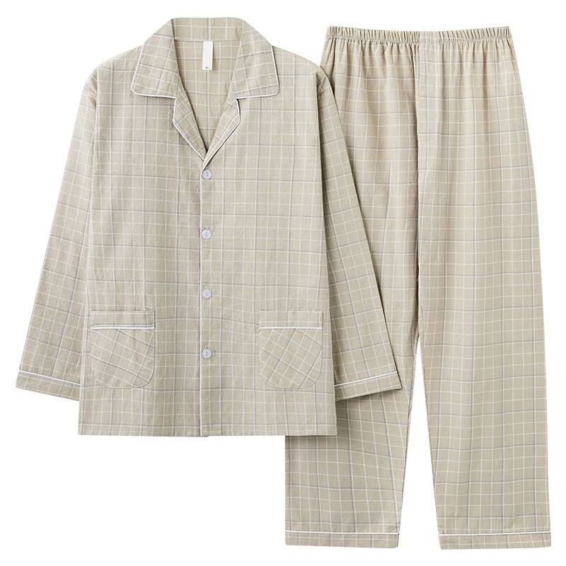 夏季男士梭织棉布睡衣套装家居服