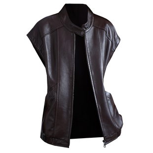 真皮马夹女2026秋冬新中长款宽松紧坎肩外搭头层绵羊皮衣马甲背心