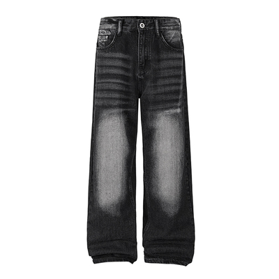 加肥大码牛仔长裤男宽松直筒裤