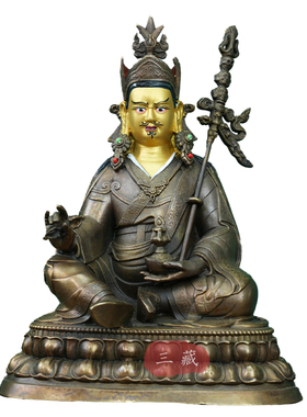 纯铜莲花生大师古色佛像藏东工艺