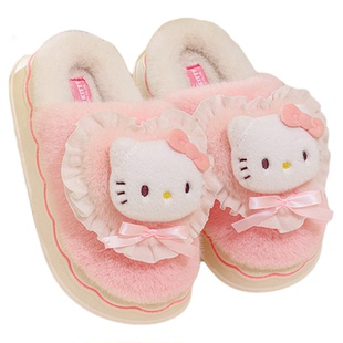 可爱Kitty猫棉拖鞋女士冬季2025新款防滑家居毛绒保暖儿童棉拖鞋