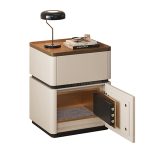 实木床头柜保险箱一体家用卧室2025爆款带锁轻奢高级感小型收纳柜