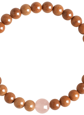 普陀山野生泰山老桃木粉水晶手串