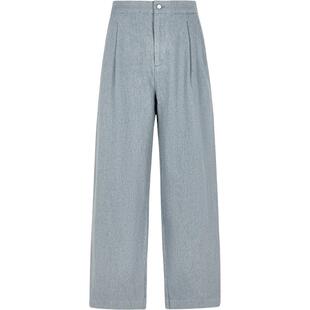 LESS春高腰复古潮流水洗蓝慵懒松弛阔腿休闲垂感牛仔裤2O2E10940