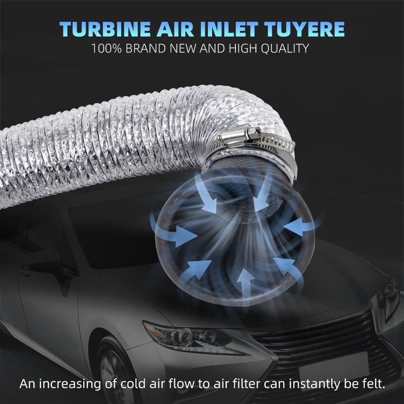 跨境汽车改装进气碳纤导纹圆形进气风管风口喇叭进气口方形进气