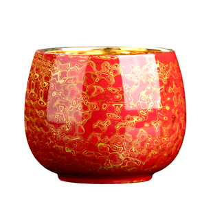 妙莲天香周开彬大师手工非遗大漆主人杯高档个人专用茶具鎏金茶杯