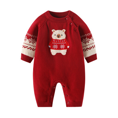 婴儿拜年服连体衣宝宝冬装爬服