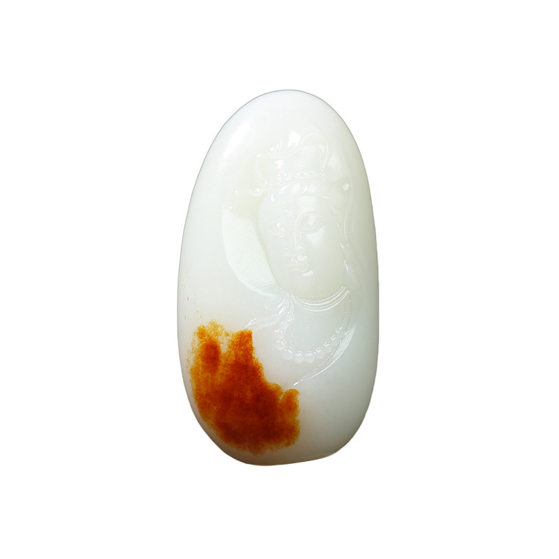 天然和田白玉观音菩萨吊坠证书