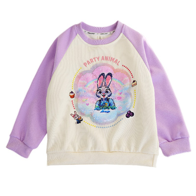 女童纯棉变色动物城亮片卫衣