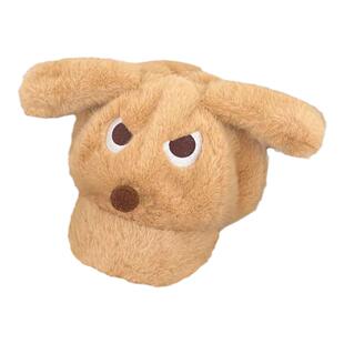 可爱怒气小狗狗毛茸茸耳朵贝雷帽女冬季保暖棕色毛绒大版棒球帽子