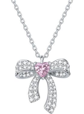 周六福蝴蝶结项链女S925银链坠轻奢小众百搭节日礼物送女友