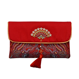 结婚布艺红包利是封婚礼新人改口万元红包袋订婚中式刺绣锦缎钱袋