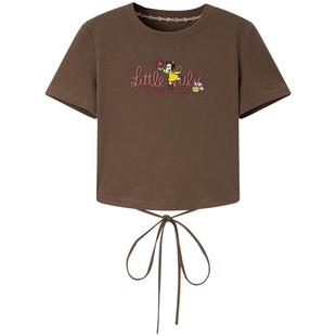 【Little Lulu联名】乐町夏季紧身图案绑带T恤C1CNE2122