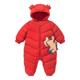 迷你巴拉巴拉男女童三防羽绒连体衣婴儿衣服宝宝爬服2025冬季新款