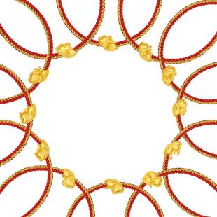 周六福黄金手绳女定价5d硬金手链十二生肖本命年生肖马新年礼物