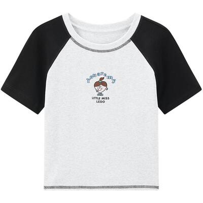 【奇先生妙小姐联名】乐町商场同款撞色插肩袖短袖夏T恤C2CNF2122