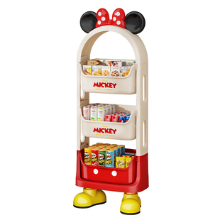 迪士尼联名零食置物架可移动收纳架客厅多层置物架家用零食小推车