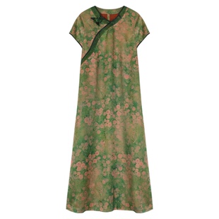 萧娘【俏佳人】绸绞罗红云纱连衣裙经典夏季新中式气质长裙5465