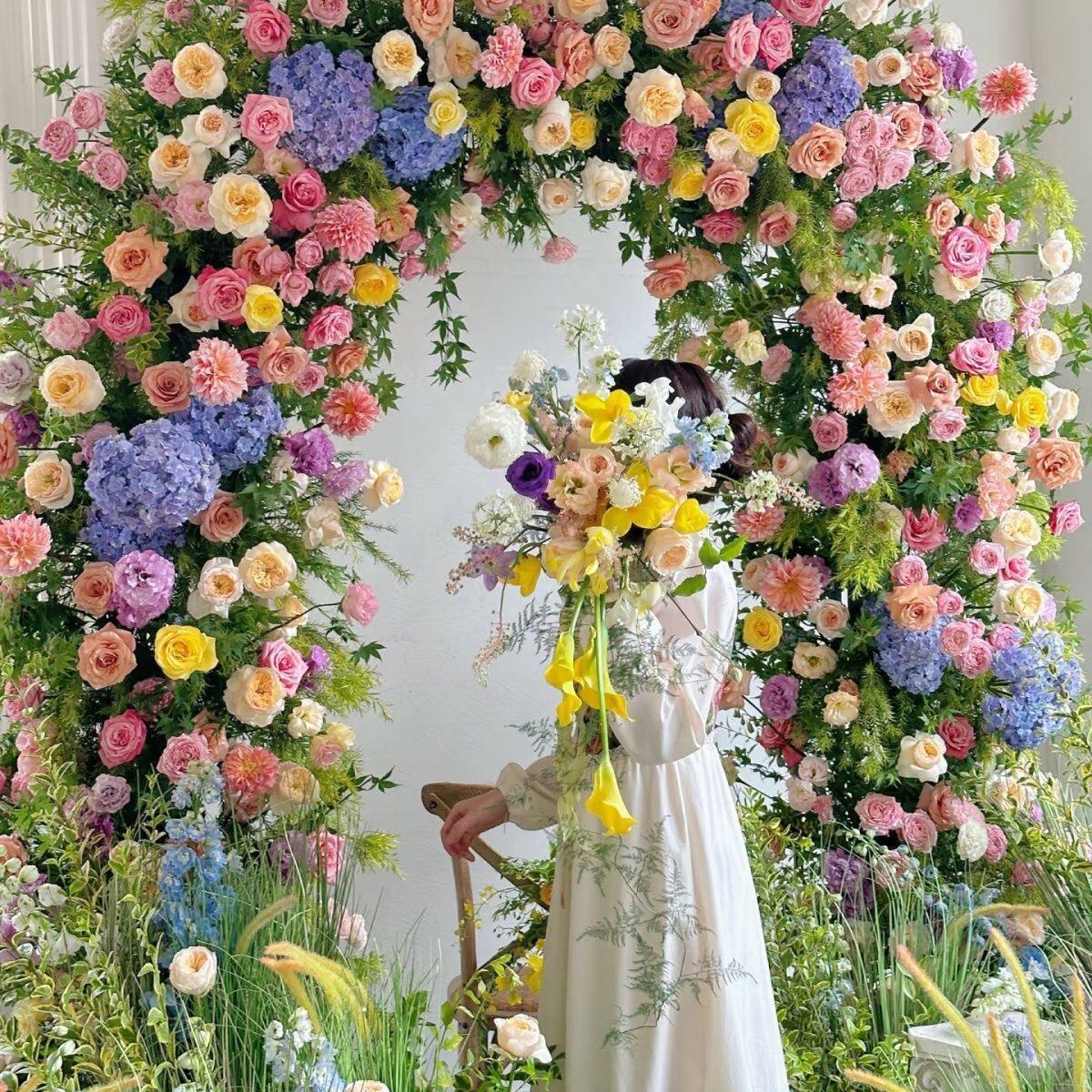 莫奈花园仿真花室内玫瑰挂壁绢花婚礼造景网红打卡仿真花场景布置