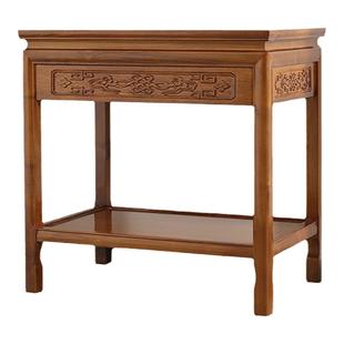 全实木沙发边几客厅电话桌角几带抽屉小茶几榆木小方桌中式置物架