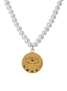 白百何同款14k包金珍珠金币项链