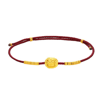 赛菲尔足金龟壳古法金转运珠红手绳黄金龟壳金珠龟甲天下手链手串